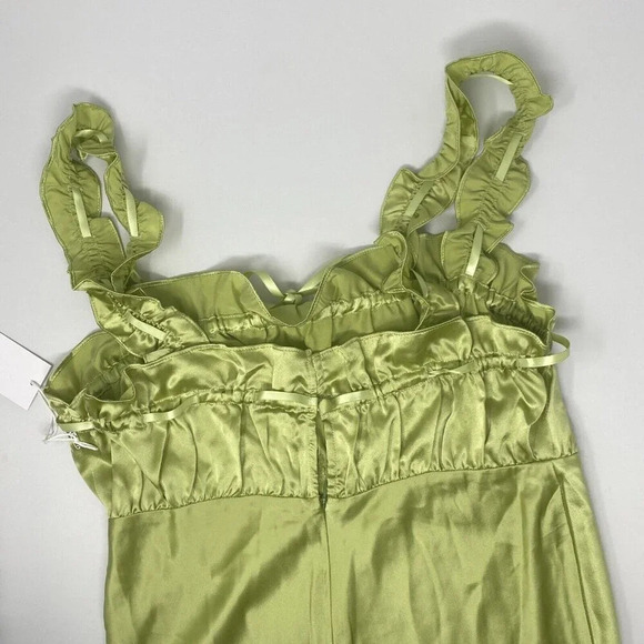 Reformation Erdem Yucca Green Silk Dress M NWT - Picture 8 of 10